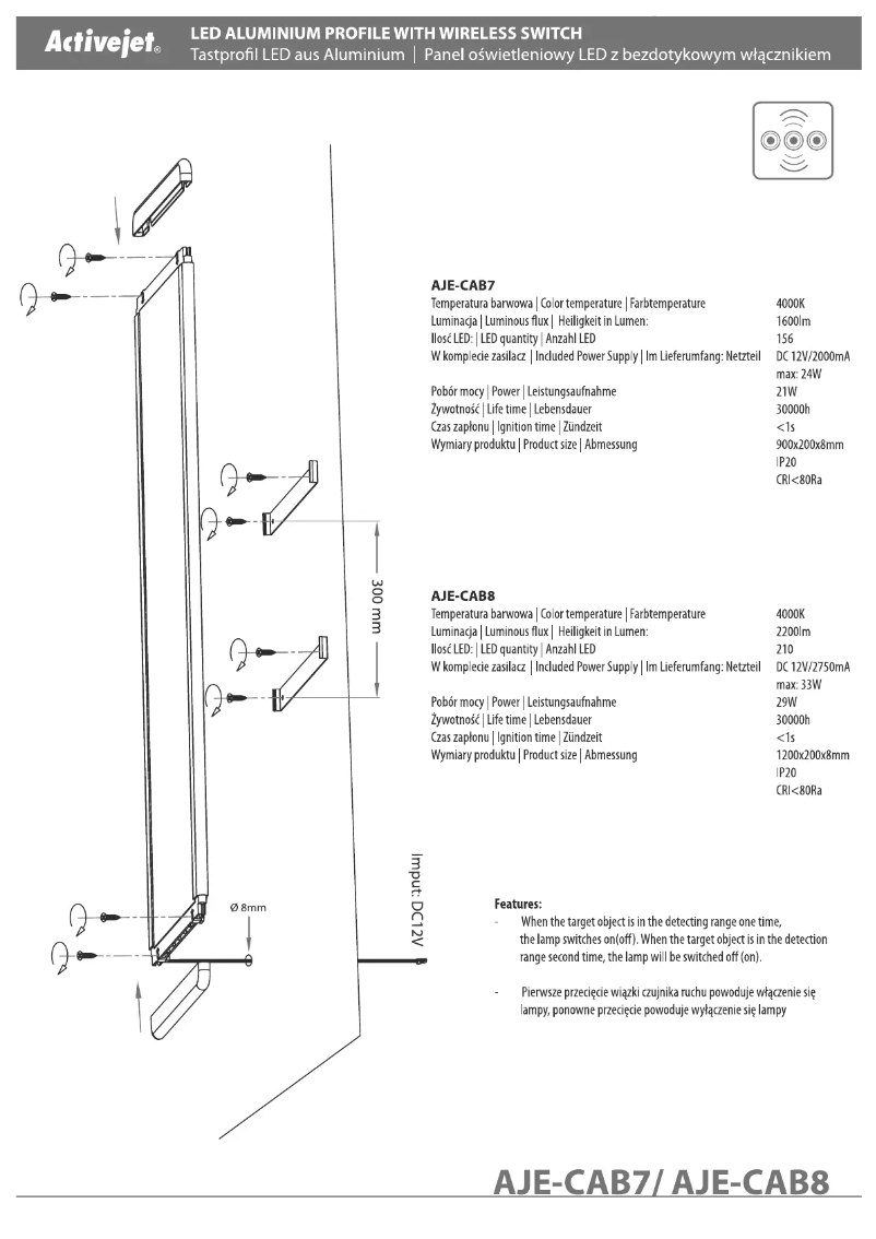 Page n°1 - Manuel utilisateur ActiveJet Activejet AJE-CAB8
