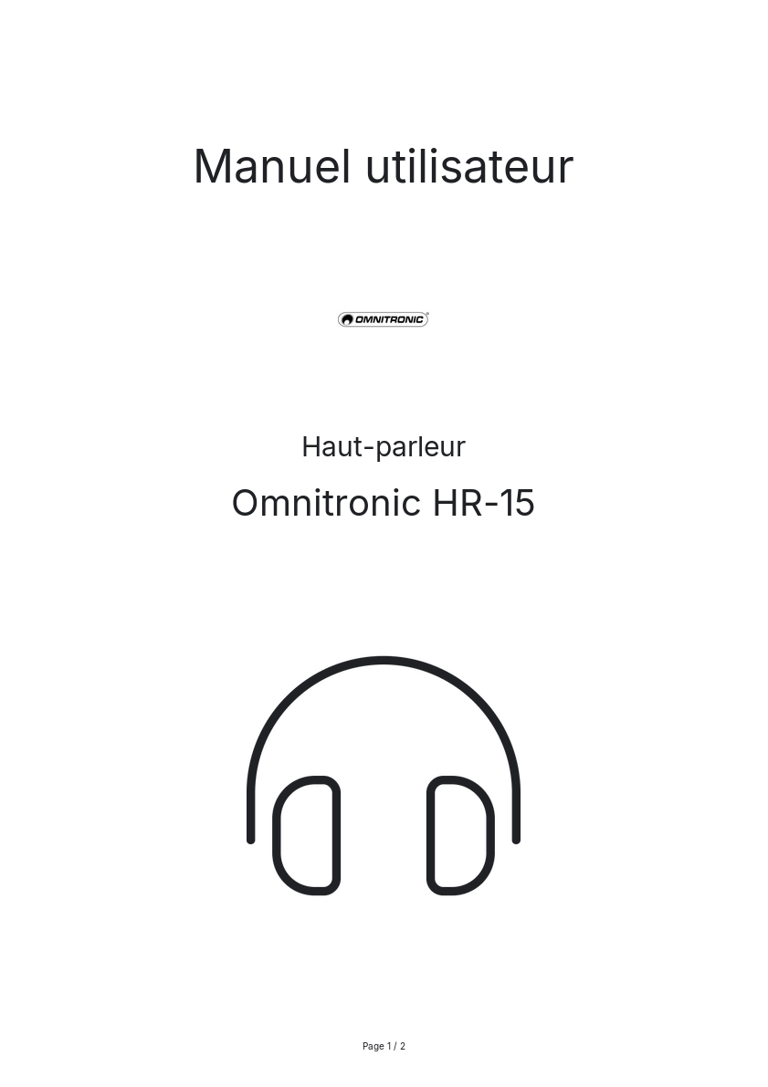 Page n°1 - Manuel utilisateur Omnitronic HR-15
