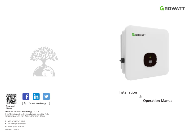 Page 1 de la notice Manuel utilisateur Growatt MOD 3-15KTL3-X