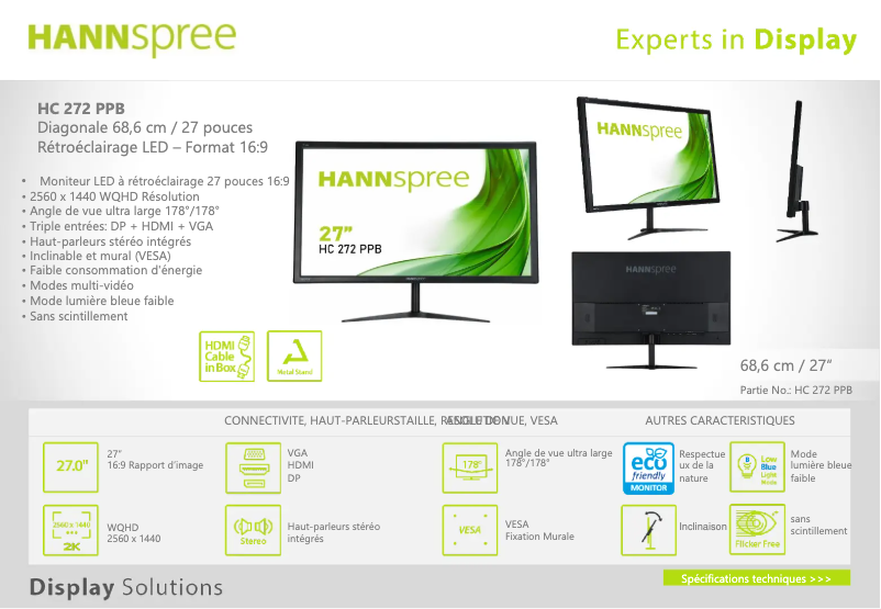 Page n°1 - Label énergétique Hannspree HC 272 PPB