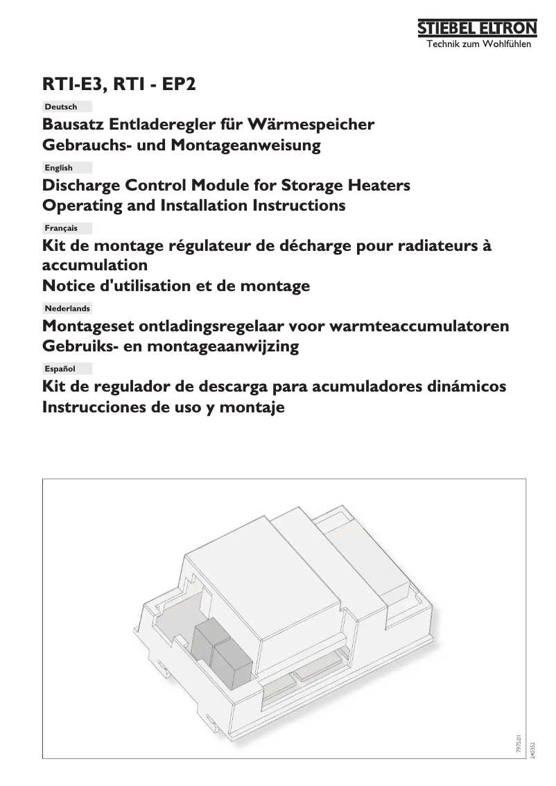 Page 1 de la notice Manuel utilisateur Stiebel Eltron RTI-EP2