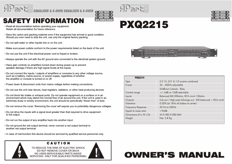 Página 1 del manual Manual de usuario APart PXQ2215