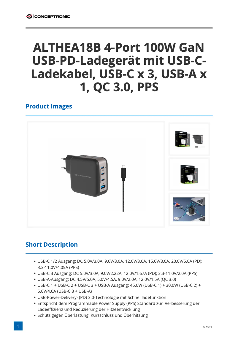 Image de la première page du manuel de l'appareil ALTHEA18B