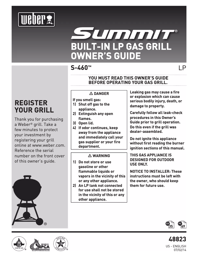 Page 1 de la notice Manuel d'utilisation et d'entretien Weber Summit S-660