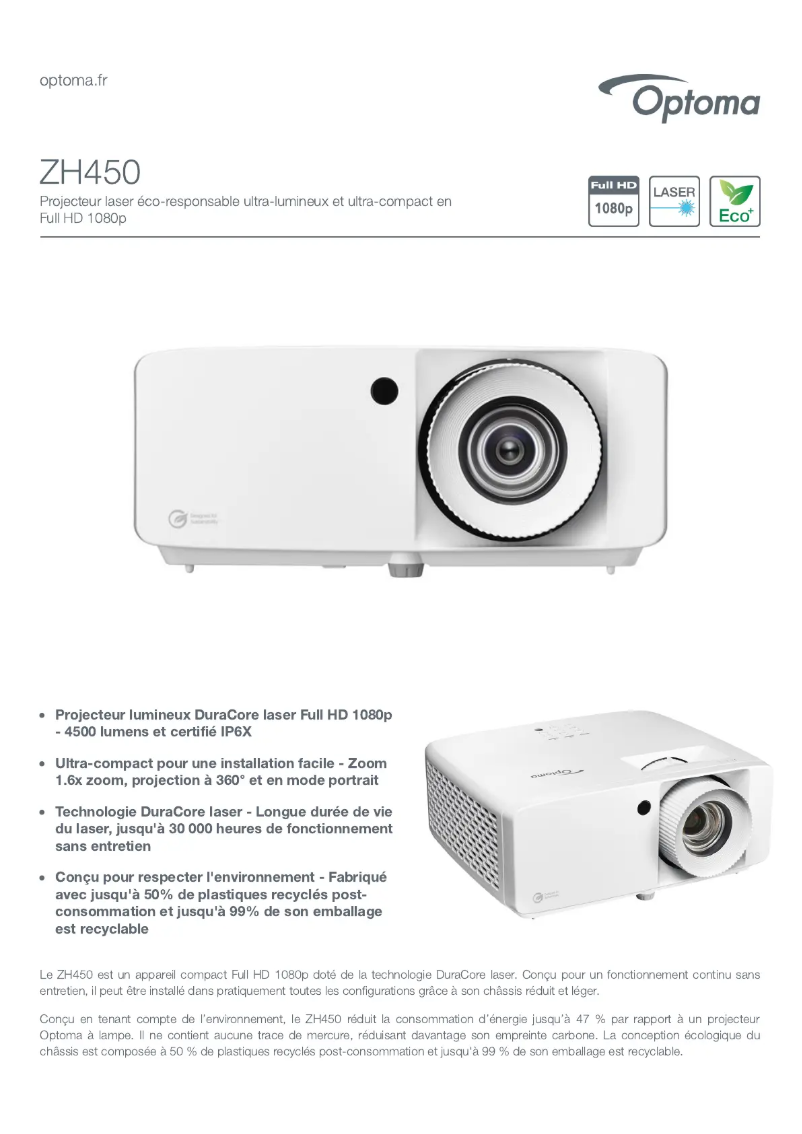 Image de la première page du manuel de l'appareil ZH450