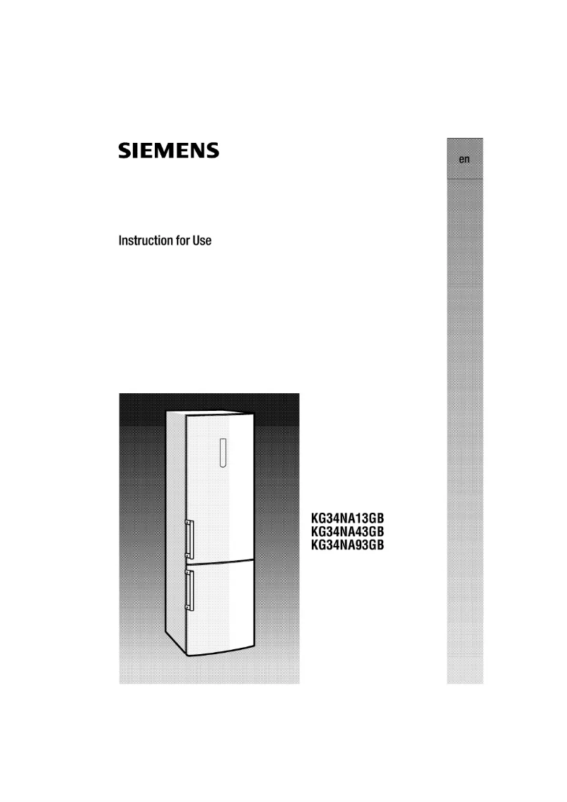 Page 1 de la notice Manuel utilisateur Siemens KG34NA93