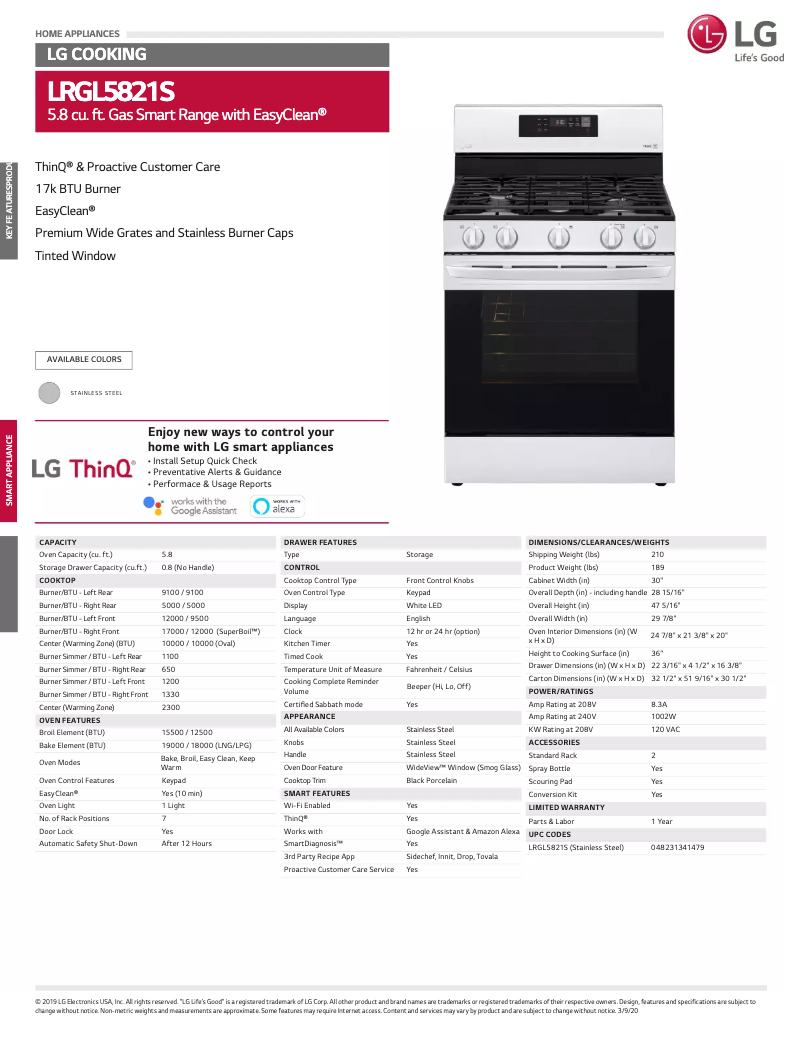 Image de la première page du manuel de l'appareil LRGL5821S