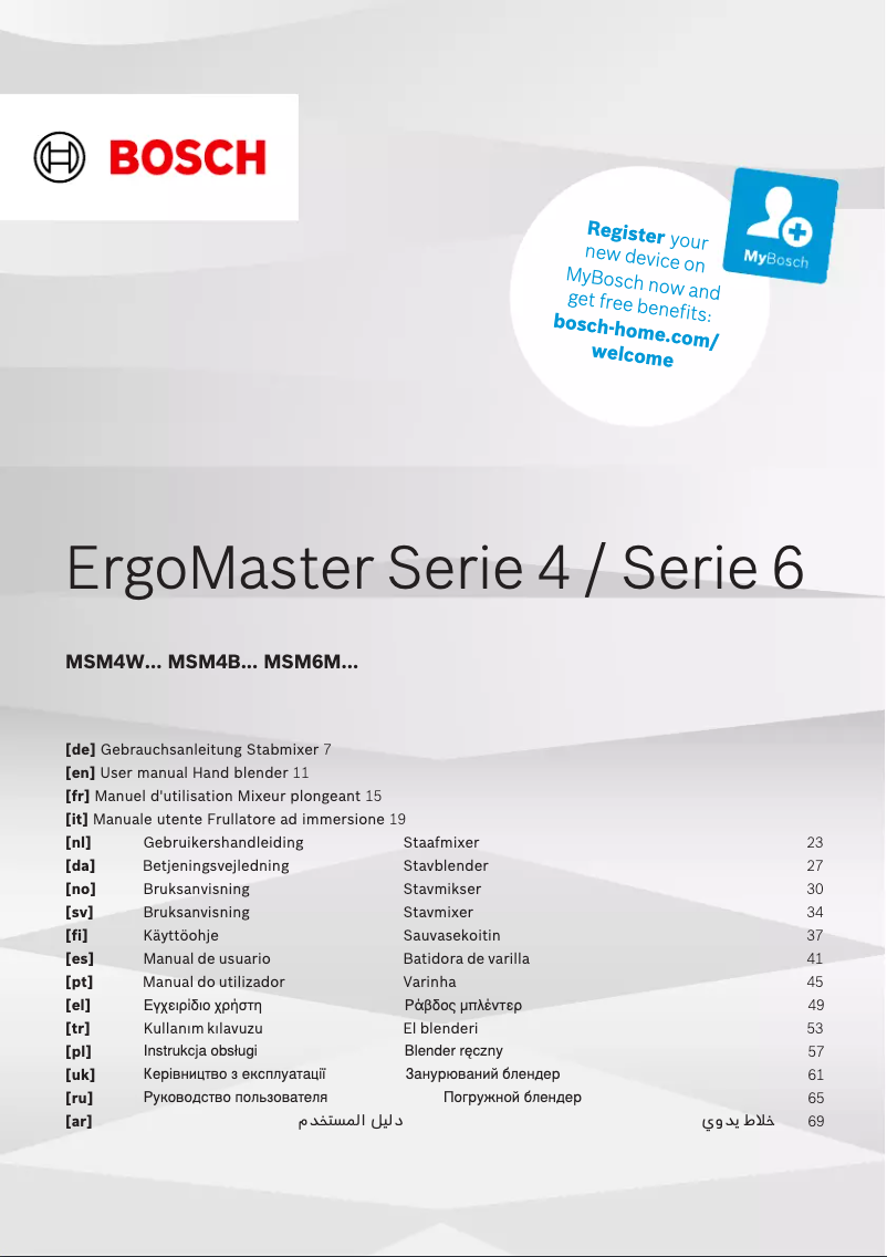 Página 1 del manual Manual de usuario Bosch ErgoMaster Serie 4 MSM4W410