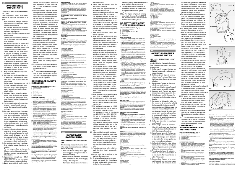 Page n°1 - Manuel utilisateur Ariete Pop Corn Maker Party Time 2958