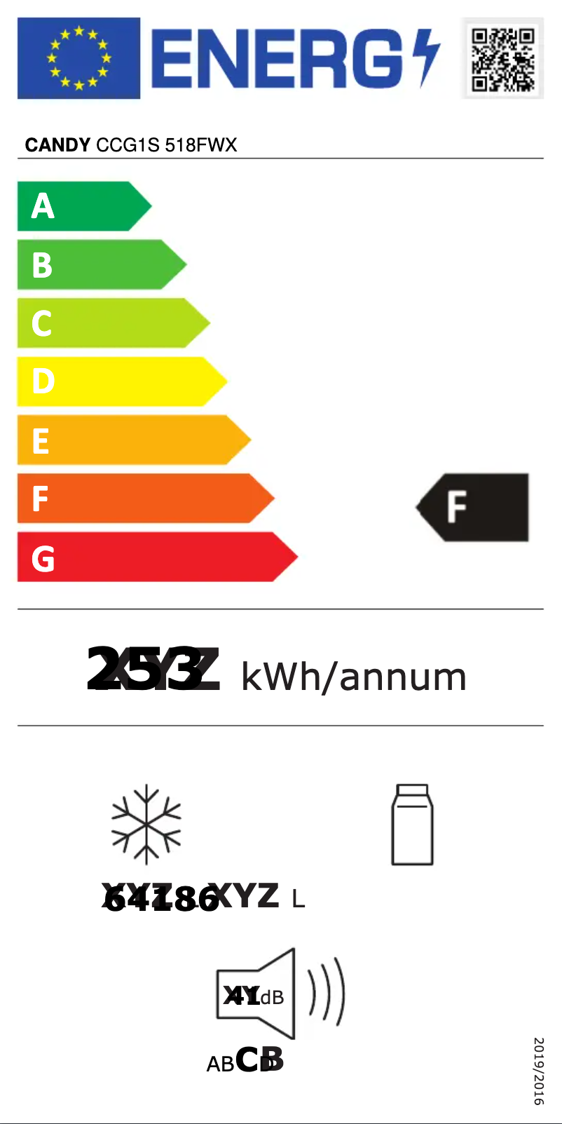 Page n°1 - Label énergétique Candy CCG1S 518FWX