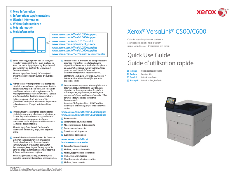 Image de la première page du manuel de l'appareil VersaLink C500