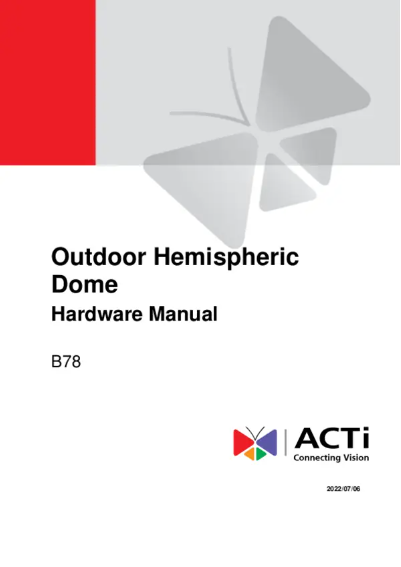 Page n°1 - Manuel utilisateur ACTi B78