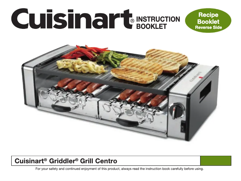 Page 1 de la notice Manuel utilisateur Cuisinart Griddler GC-17N