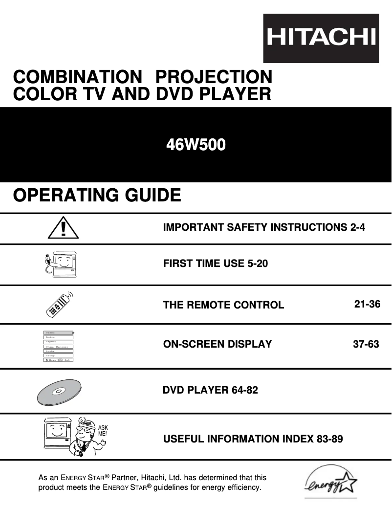 Page 1 de la notice Manuel utilisateur Hitachi 46W500