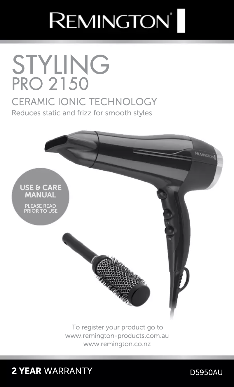 Page n°1 - Manuel utilisateur Remington Styling Pro 2150 D5950AU