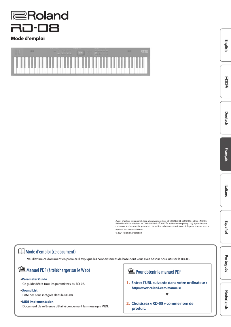 Image de la première page du manuel de l'appareil RD-08