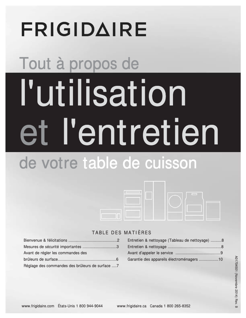 Page n°1 - Manuel utilisateur Frigidaire FGGC3645QS