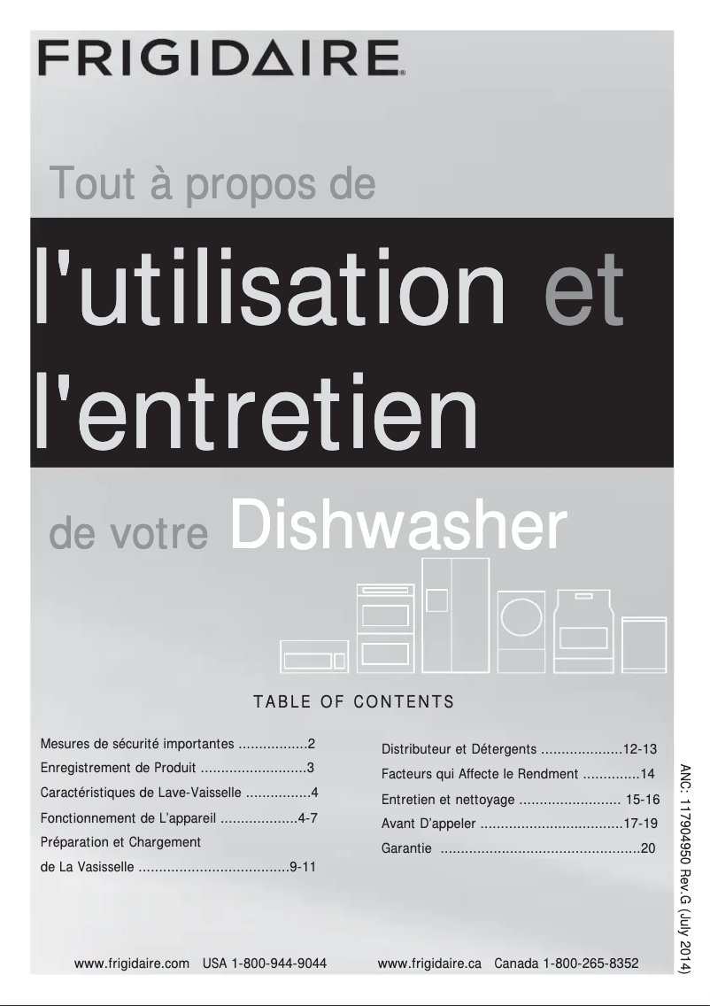 Page 1 de la notice Manuel utilisateur Frigidaire FGCD2456QB