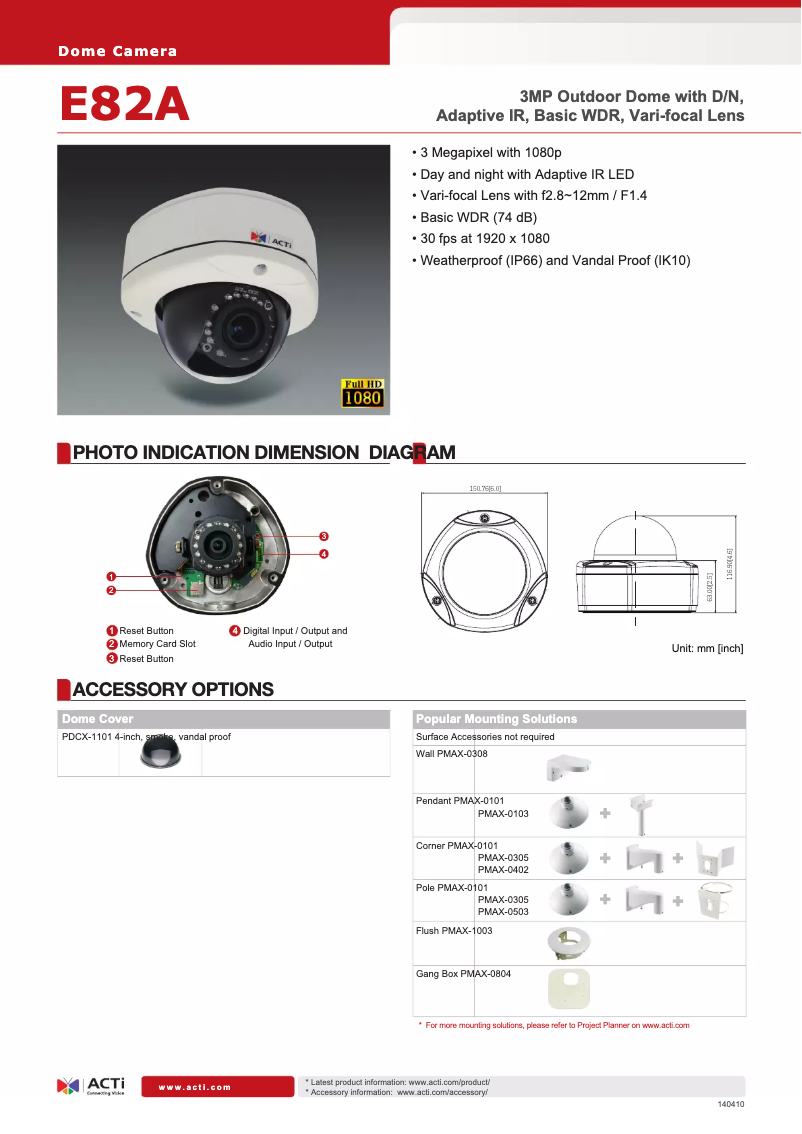 Page 1 de la notice Brochure ACTi E86