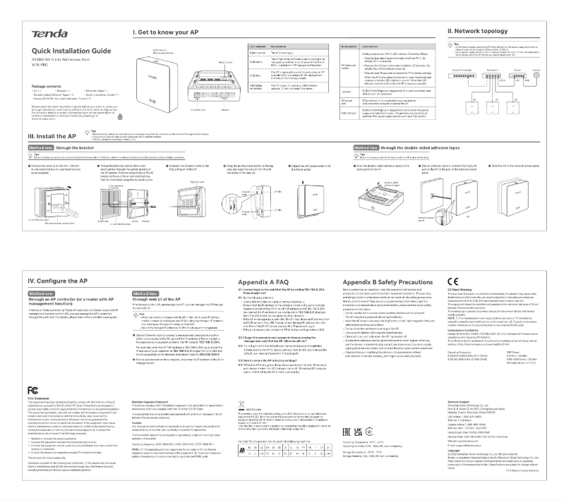 Page n°1 - Guide d'installation Tenda W15-Pro