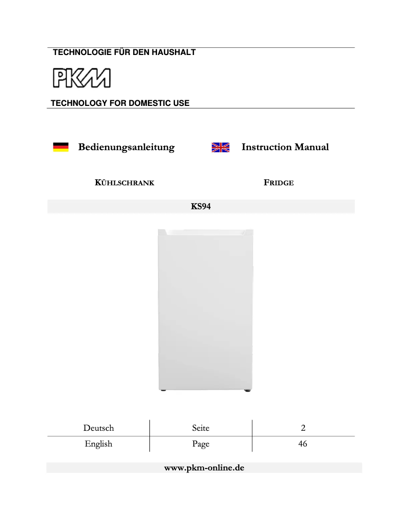 Page 1 of the manual User Manual PKM KS94