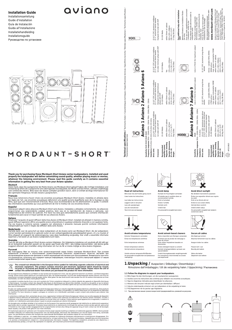 Page n°1 - Manuel utilisateur Mordaunt-Short Aviano
