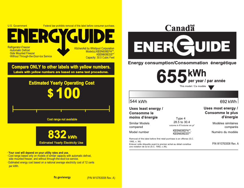 Página 1 del manual Etiqueta energética KitchenAid KBSN608EPA