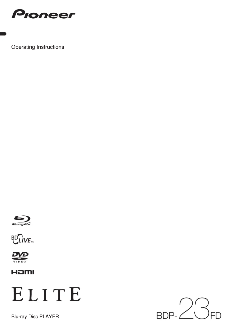 Image de la première page du manuel de l'appareil Elite BDP-23FD