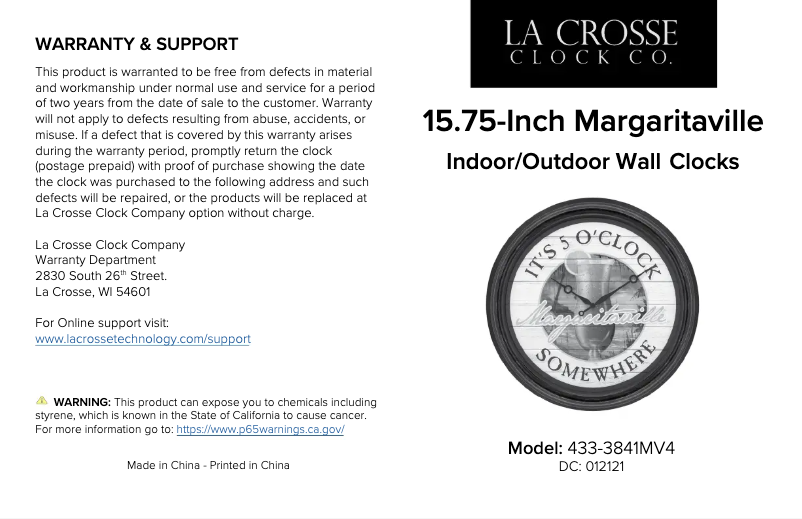 Page 1 de la notice Manuel utilisateur La Crosse Technology 433-3841MVC4