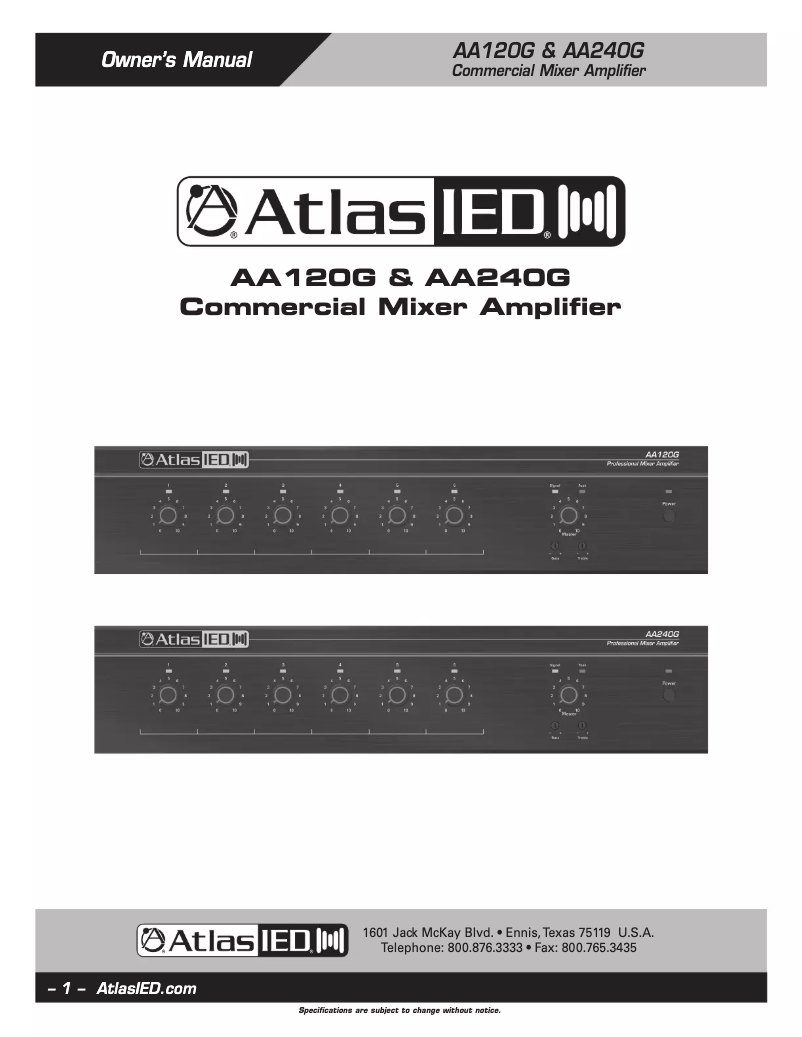 Page n°1 - Manuel utilisateur Atlas AA120G
