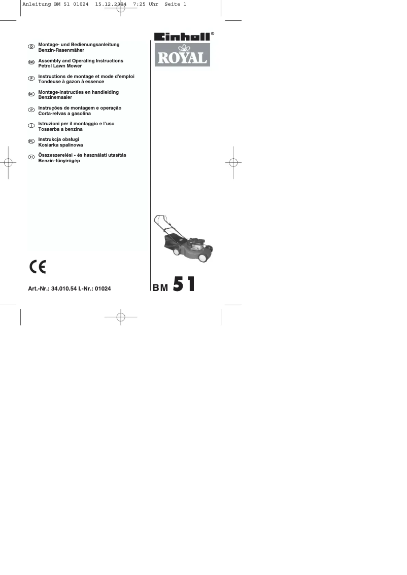 Página 1 del manual Manual de usuario Einhell Royal BM 51