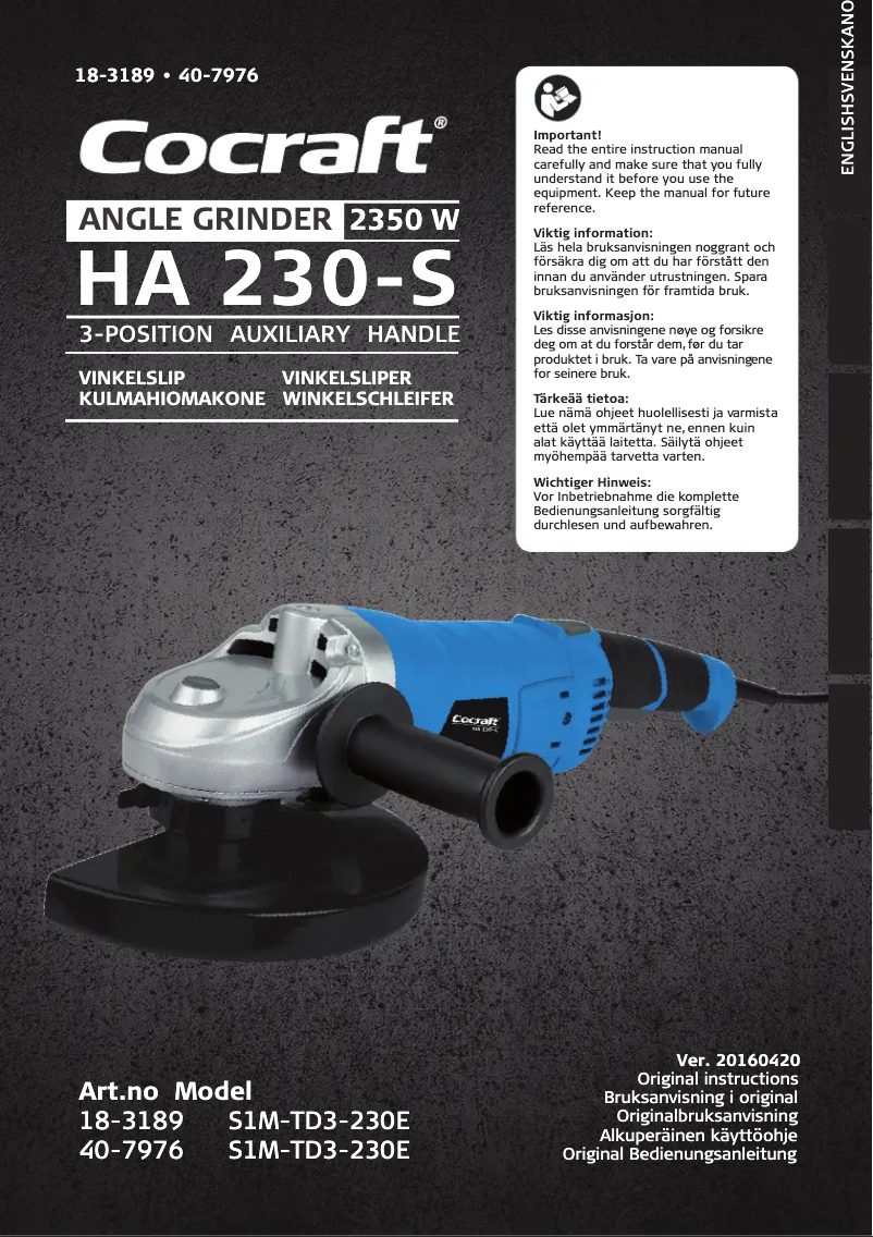 Page 1 de la notice Manuel utilisateur Cocraft HA 230-S