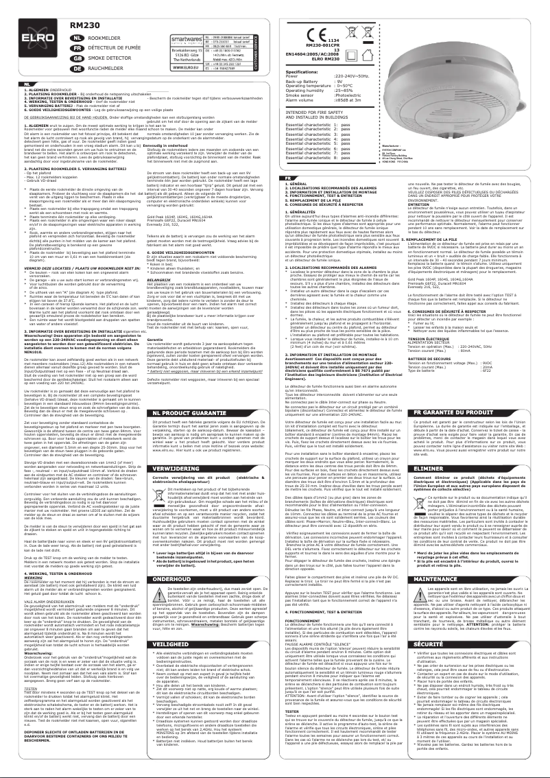 Image de la première page du manuel de l'appareil RM230