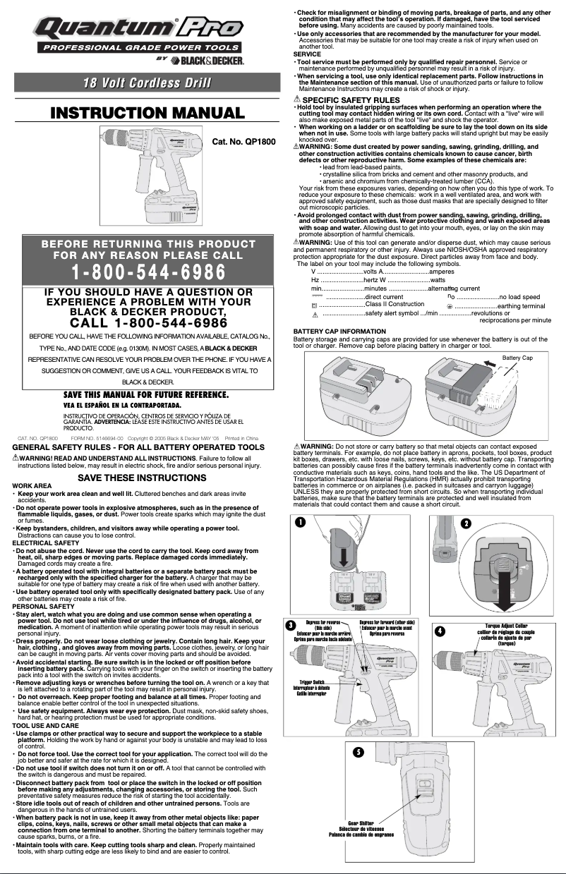 Page 1 de la notice Manuel utilisateur Black & Decker Quantum Pro QP1800