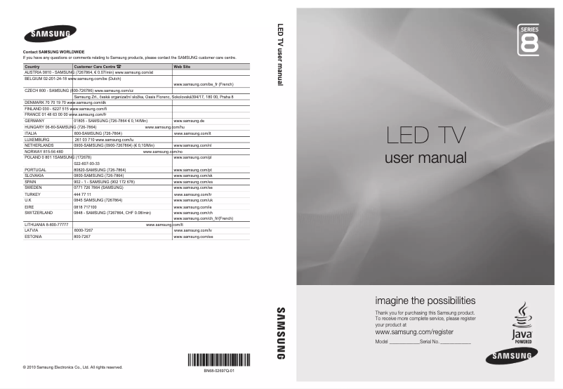 Image de la première page du manuel de l'appareil UE55C8790XZ