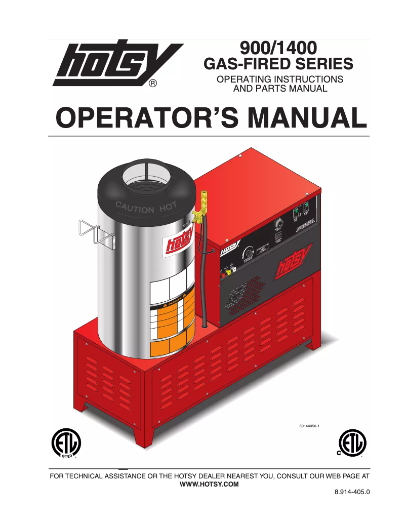 Page n°1 - Manuel utilisateur Hotsy 1421SS