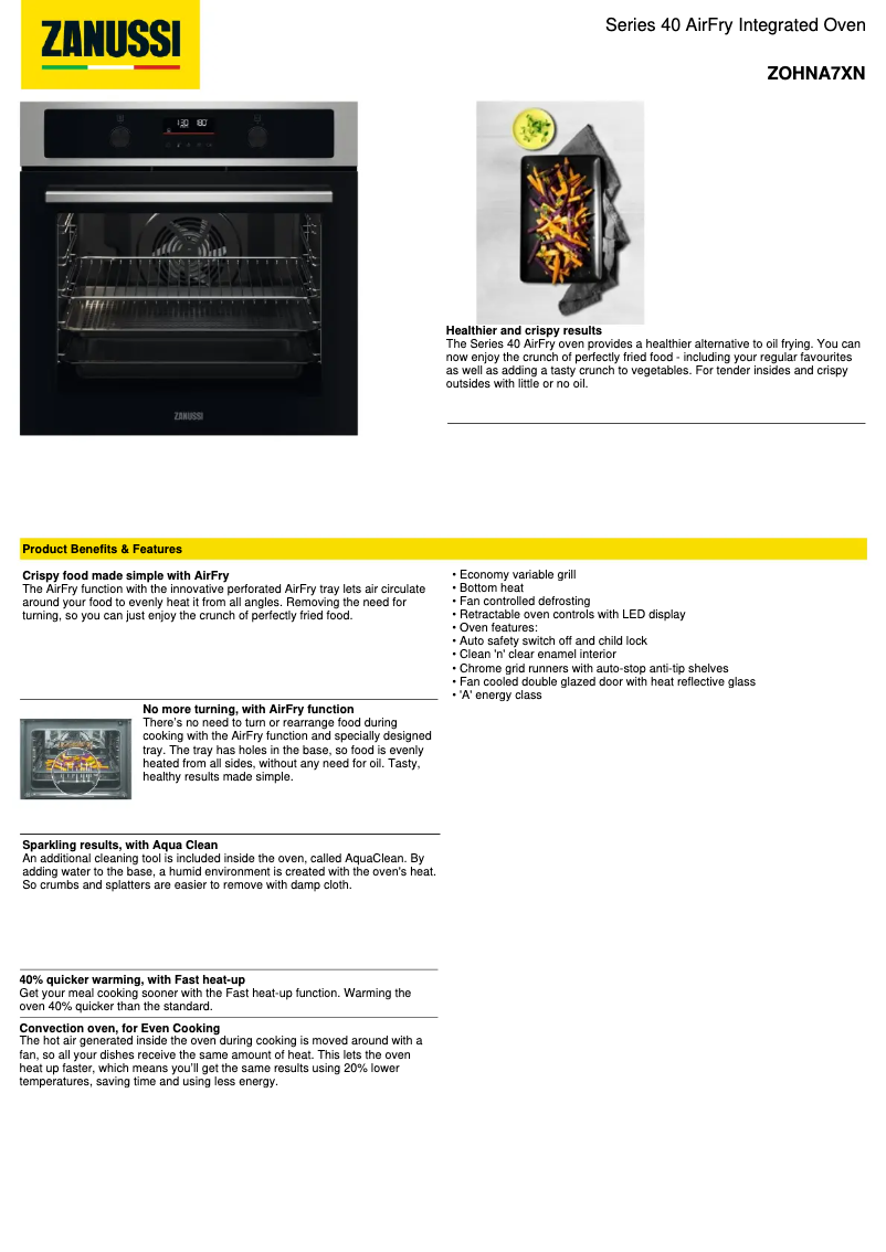 Image de la première page du manuel de l'appareil ZOHNA7XN