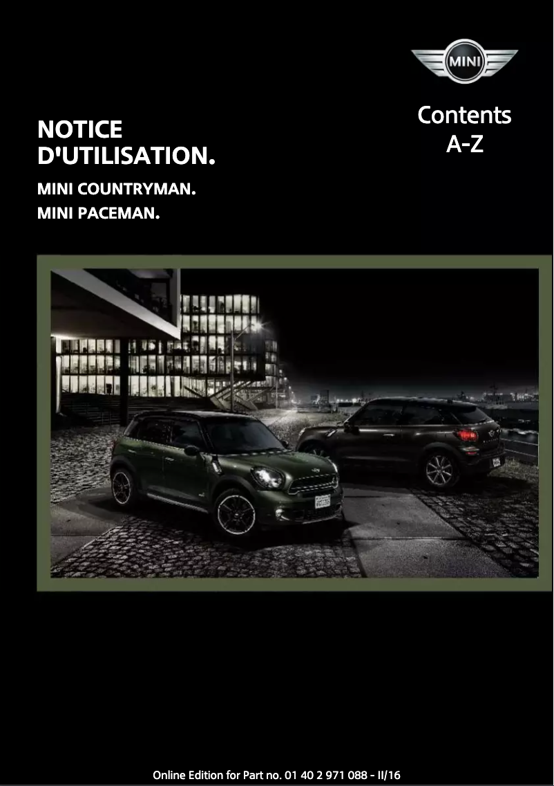 Page 1 de la notice Manuel utilisateur Mini Paceman (2016)