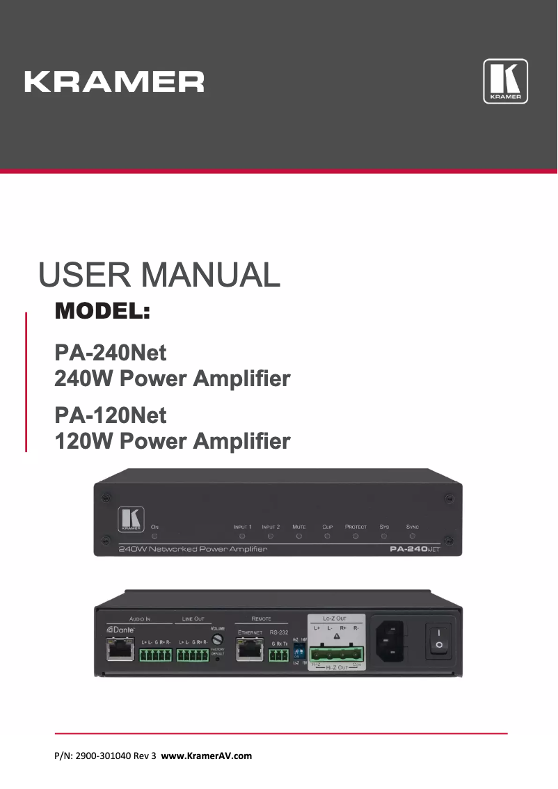 Image de la première page du manuel de l'appareil PA-240NET