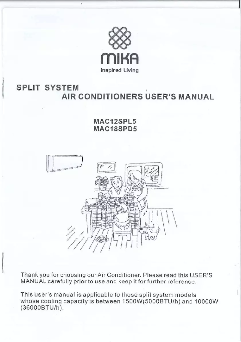 Page n°1 - Manuel utilisateur Mika MAC18SPD5