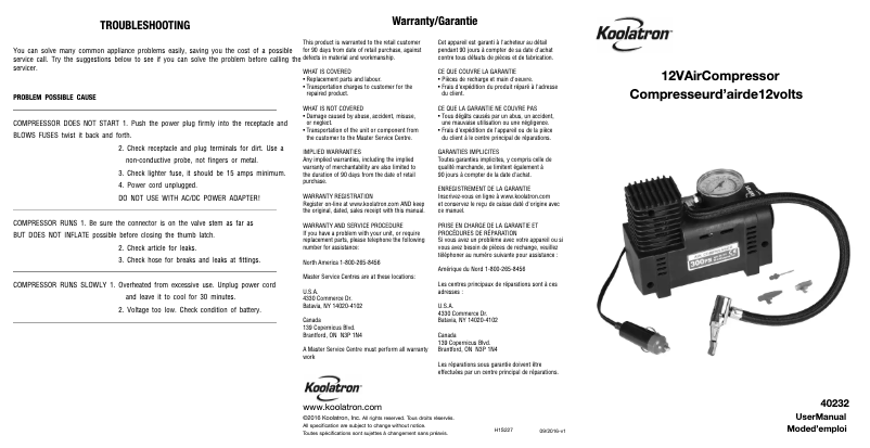 Página 1 del manual Manual de usuario Koolatron 402326