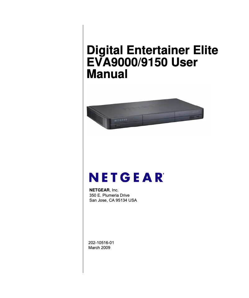 Page 1 de la notice Manuel utilisateur Netgear EVA9000