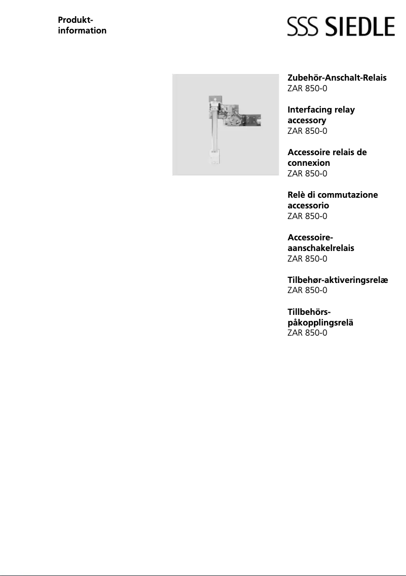 Page 1 de la notice Manuel utilisateur Siedle ZAR 850-0