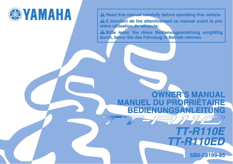 Page n°1 - Manuel utilisateur Yamaha TT-R110E