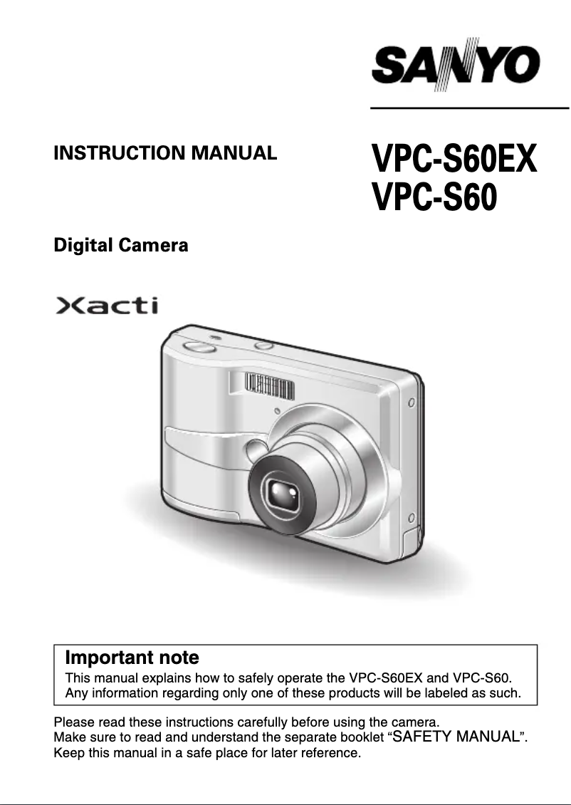 Image de la première page du manuel de l'appareil Xacti VPC-S60EX
