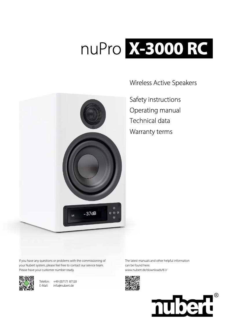 Page 1 de la notice Manuel utilisateur Nubert nuPro XS-3000 RC