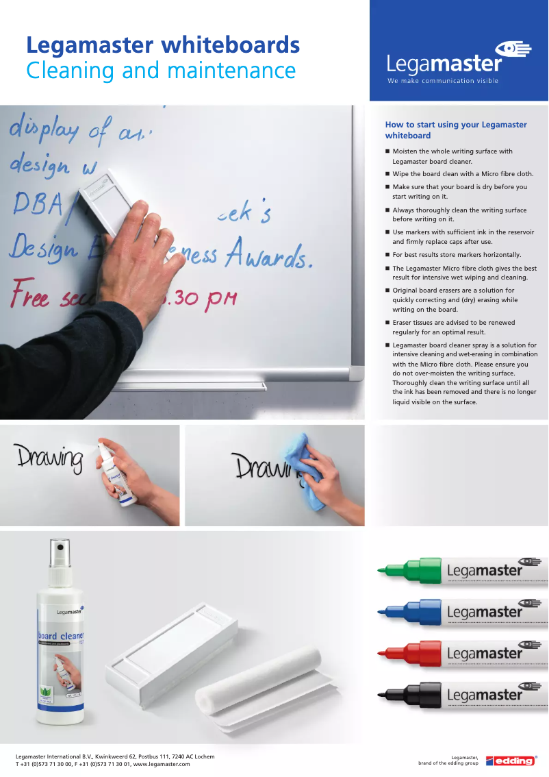 Page n°1 - Manuel utilisateur Legamaster 7-100554