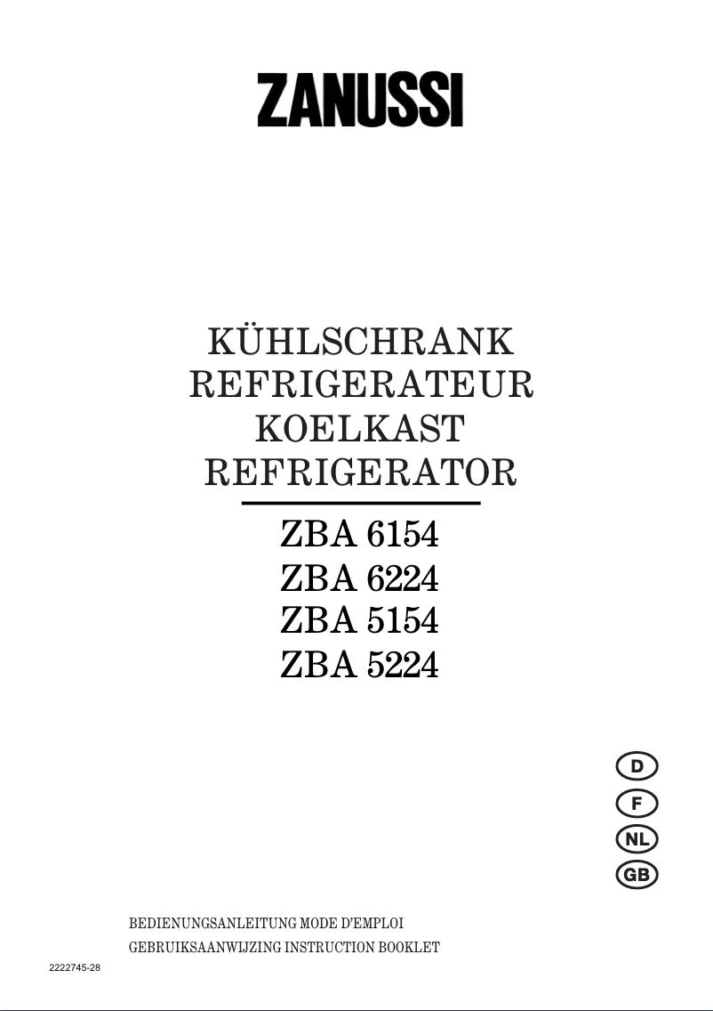 Image de la première page du manuel de l'appareil ZBA 5224