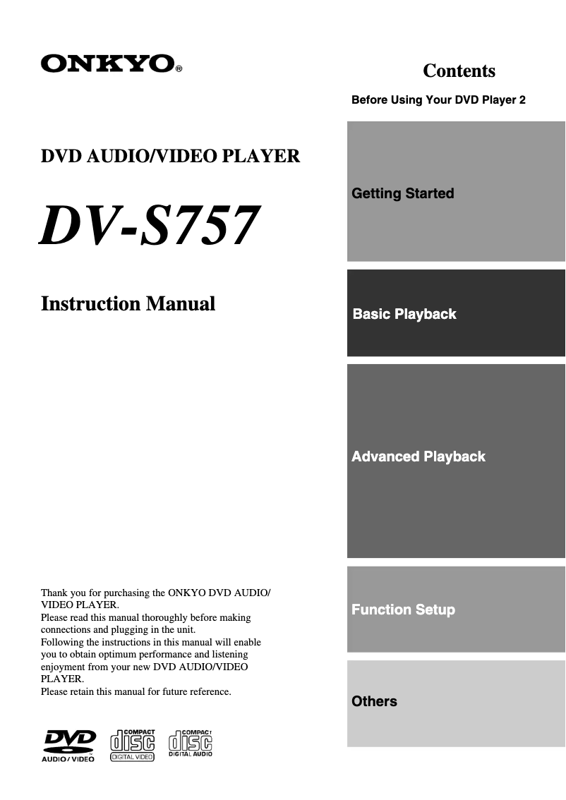 Page 1 de la notice Manuel utilisateur Onkyo DV-S757