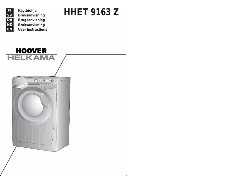 Page 1 de la notice Manuel utilisateur Hoover-Helkama HHET 9163Z